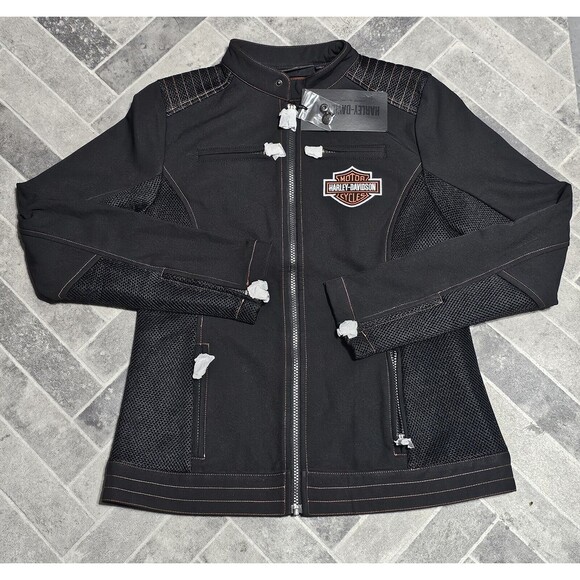 New Harley-Davidson Forever Harley Mesh Jacket Women's Sz MED Black 98402-23VW - Picture 1 of 12